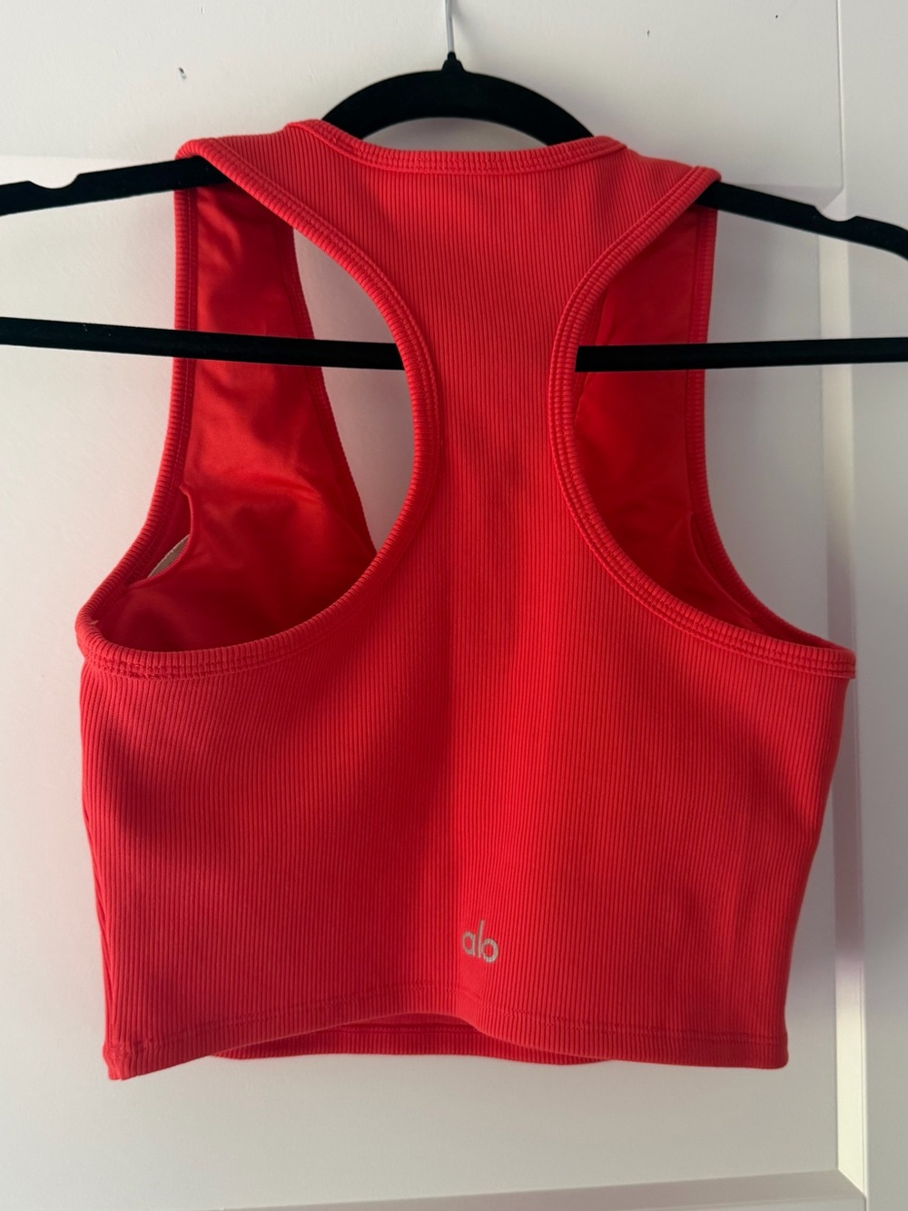 Alo Red Ribbed Racerback Sports Bra